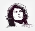 Jim Morrison rock star portrait vector illustration skettch style