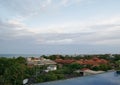 Jimbaran, Indonesia - March 10, 2022 : Beautiful landscape from fancy rooftop hotel .