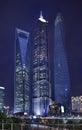 Jin Mao, Shanghai Tower and Shanghai World Financial Center at night Royalty Free Stock Photo