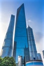 Jin Mao Tower Three Skyscrapers Reflections Liujiashui Financial Royalty Free Stock Photo