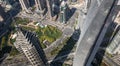 Jin Mao Tower viewed from Shanghai Tower, large crossroad below the skyscrapers Royalty Free Stock Photo