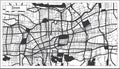 Jinan China City Map in Black and White Color in Retro Style. Outline Map