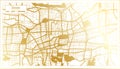 Jinan China City Map in Retro Style in Golden Color. Outline Map