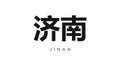 Jinan in the China emblem. The design features a geometric style, vector illustration with bold typography in a modern font. The