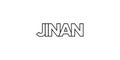 Jinan in the China emblem. The design features a geometric style, vector illustration with bold typography in a modern font. The