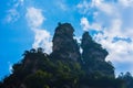 A small mountain under sky at Jinbian stream in Zhangjiajie Wulingyuan Royalty Free Stock Photo