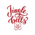 Jingle bells Christmas text quote. Handwritten lettering phrase. New year font, christmas traditional song phrase. Greeting banner