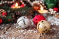 Jingle bells close-up. Christmas background Royalty Free Stock Photo