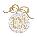 Jingle bells gold vintage calligraphy lettering vector text. For art template design list page, mockup brochure style, banner idea Royalty Free Stock Photo