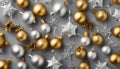 Jingle bells pattern. Christmas background in gold and silver colors Royalty Free Stock Photo