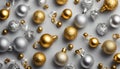 Jingle bells pattern. Christmas background in gold and silver colors Royalty Free Stock Photo