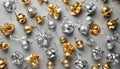 Jingle bells pattern. Christmas background in gold and silver colors Royalty Free Stock Photo
