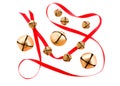 Jingle bells with red ribbon Royalty Free Stock Photo