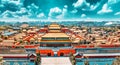 Jingshan Park,panorama above on  the Forbidden City, Beijing Royalty Free Stock Photo