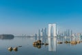 Jinji lake and Suzhou skyline