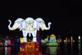 Jinju fort (jinjuseong) yudeung lantern festival with river lantern elephant night