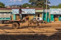 JINKA, ETHIOPIA - FEBRUARY 5, 2020: Donkey cart in Jinka, Ethiop