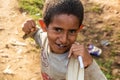 JINKA, ETHIOPIA - FEBRUARY 2, 2020: Young boy in Jinka, Ethiop