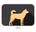 Jino breed dog standing on the ground, side, dog cartoon image series