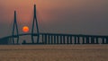 Jintang Bridge in the sunset Royalty Free Stock Photo