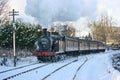 Jinty Steam Locomotive on a Santa Special at the Keighley and Worth Valley Railway, Haworth, West Yorkshire, UK - January 2010