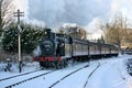 Jinty Steam Locomotive on a Santa Special at the Keighley and Worth Valley Railway, Haworth, West Yorkshire, UK - January 2010