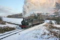 Jinty Steam Locomotive on a Santa Special at the Keighley and Worth Valley Railway, Oakworth, West Yorkshire, UK - January 2010