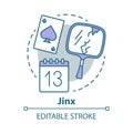 Jinx concept icon. Magic and superstition idea thin line illustration. Bad luck, misfortune omen. Broken mirror, friday Royalty Free Stock Photo