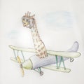 Jiraffe on a biplane