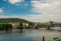 Jirasek Bridge, Prague, Czech Republic: Jiraskuv most over Vltava river in city of Prague in Czechia , Mala Strana district with
