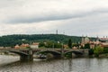 Jiraskuv most, beautiful bridge on Vltava the river in Prague