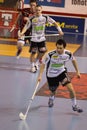 Jiri Curney and Michal Dziurdzik - floorball Royalty Free Stock Photo