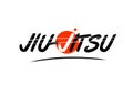 jiu jitsu word text logo icon with red circle design