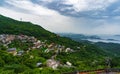 Jiufen village with mountain in raining day, Taiwan Royalty Free Stock Photo