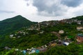 Jiufen village with mountain in raining day, Taiwan Royalty Free Stock Photo