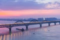 Jiujiang combined bridge closeup in nightfall Royalty Free Stock Photo