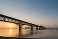 Jiujiang yangtze river bridge in sunrise Royalty Free Stock Photo