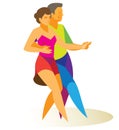 Jive. man and woman participate in a dance competition