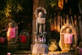 Jizo Bosatsu stone monk statues at Yamadera temple, Yamagata, Japan