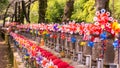 Jizo Japanese sculptures at Zojoji Temple in spring time at Tokyo Japan Royalty Free Stock Photo