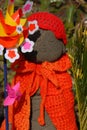 Jizo with pinwheel Royalty Free Stock Photo