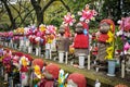 Jizo statues at the cemetery of Zojo-ji temple, Tokyo, Japan Royalty Free Stock Photo