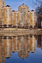 JK Evropeyskiy - Kozhevennaya 28. Wonderful view of the complex from the Kuban River in the winter in the golden hours, the houses