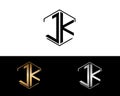 JK letters linked with hexagon shape logo