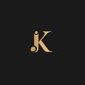 JK logo Golden Yellow on black background