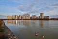 JK Novyj Gorod. Amazing autumn view of the complex of business class residential buildings with all the infrastructure.