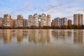 JK Novyj Gorod. Beautiful autumn view of the complex of business class residential buildings with all the infrastructure