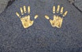 JK Rowling Hand Print at the City Chambers in Edinburgh Royalty Free Stock Photo