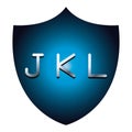 JKL alphabet font letters blue security shield symbol