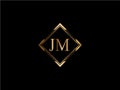 JM Initial diamond shape Gold color later Logo DesignX